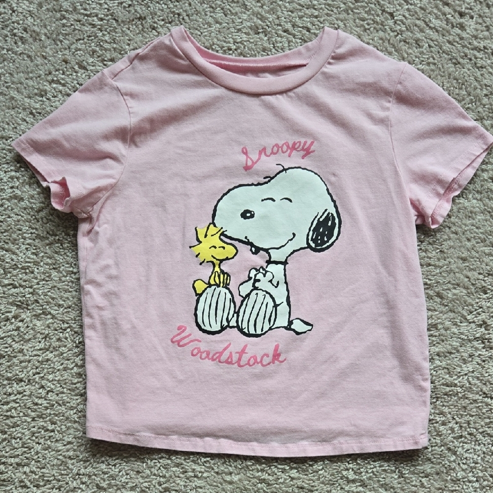 Hybrid Apparel Pink Snoopy & Woodstock Short Sleeve Tee